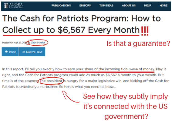 Affiliate Marketing Cash For Patriots Marketing Material